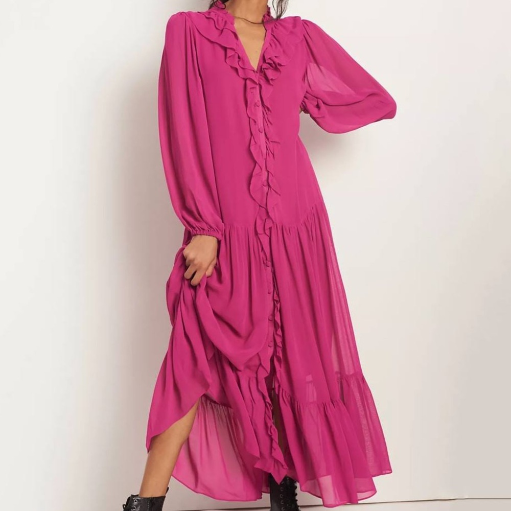 Farm Rio NWT (sold out on site) Culebra Ruffled Maxi Dress - Picture 2 of 5